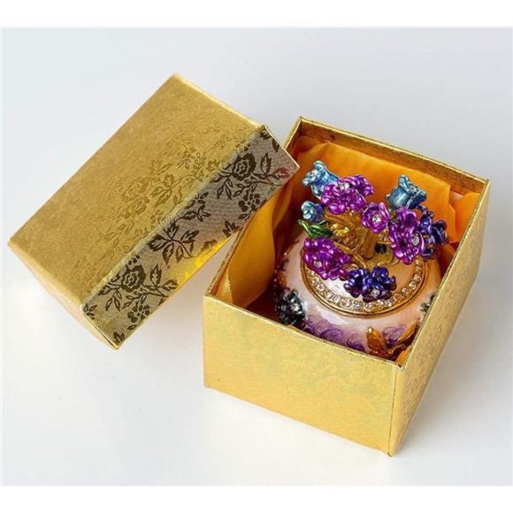 Hand Painted Rose Flower Figurine Jewelry Trinket Box - Picture 6 of 6